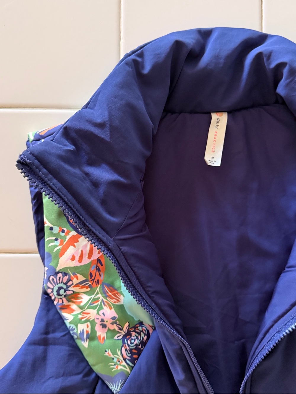 Women’s Floral Quilted Vest - Navy & Multicolor